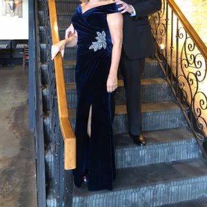 Alex Evenings Royal Blue Strapless Velvet Gown